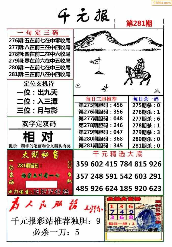 (5)21年281期图库总集福彩3d字谜图谜总汇