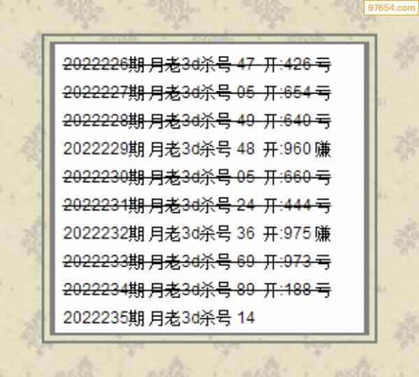 922235期今日3d殺號定膽彩報彙總