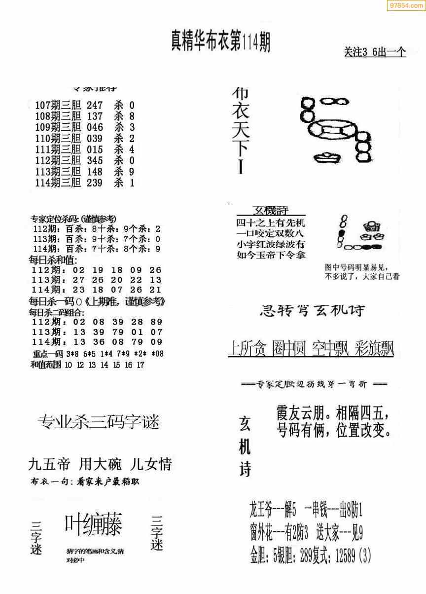 23年114期3d布衣图库图谜版总汇