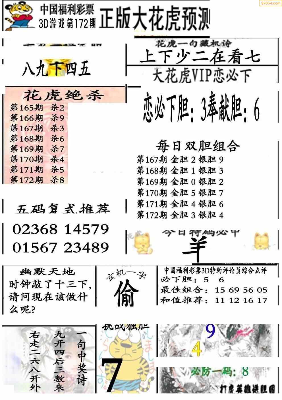 23172期正版大花虎预测图谜