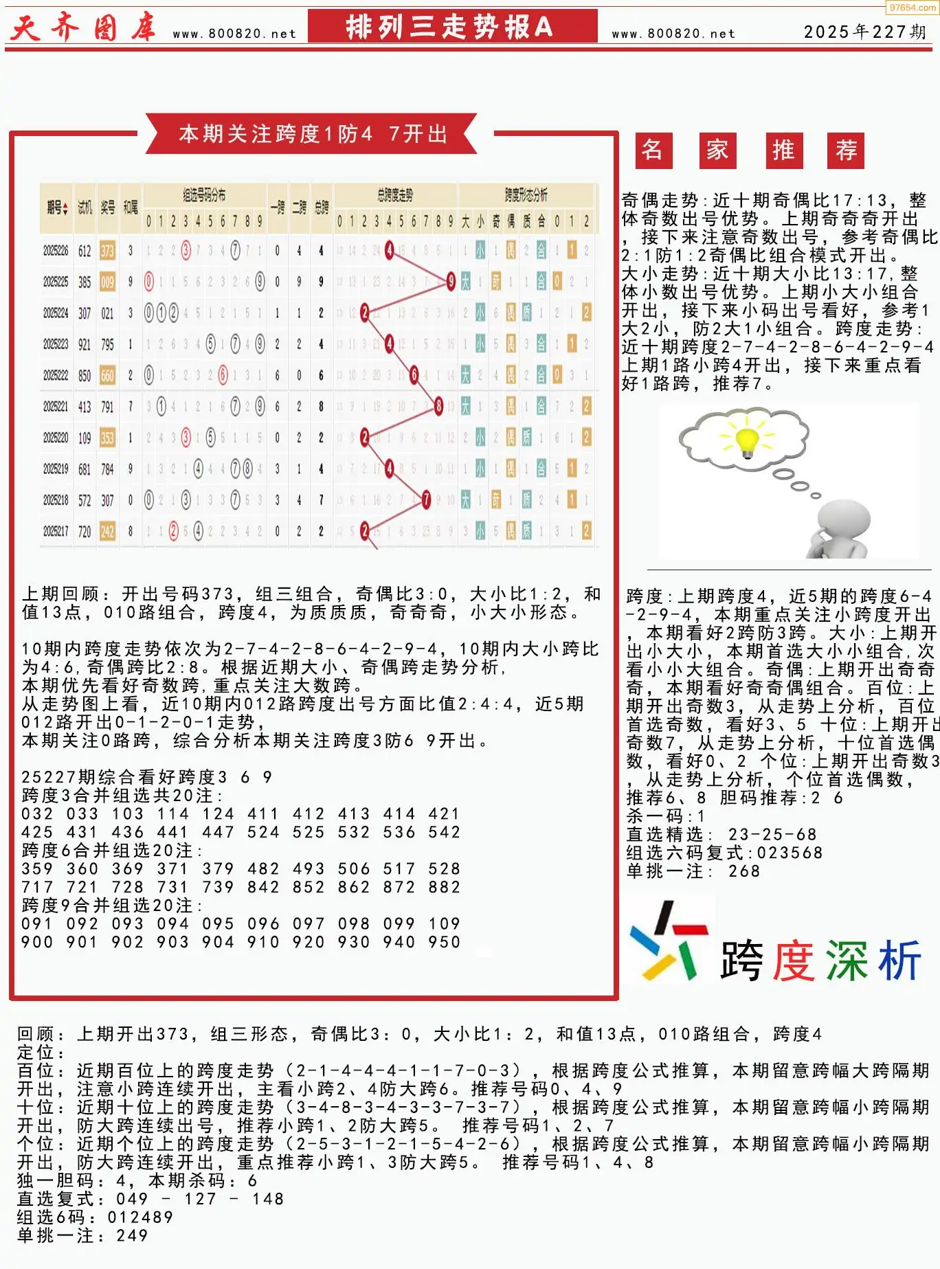 体彩排列三走势报A