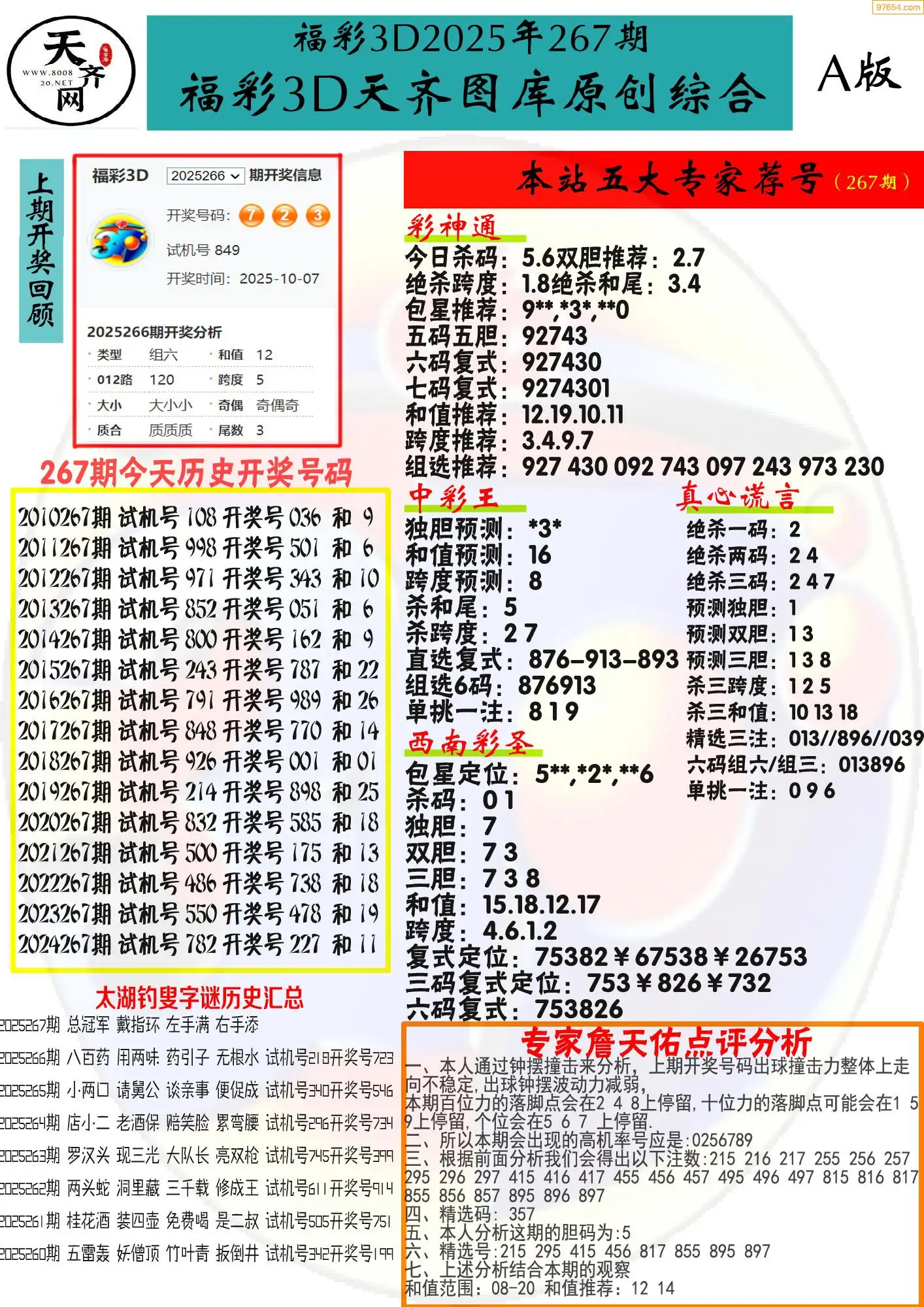 天齐原创彩报A