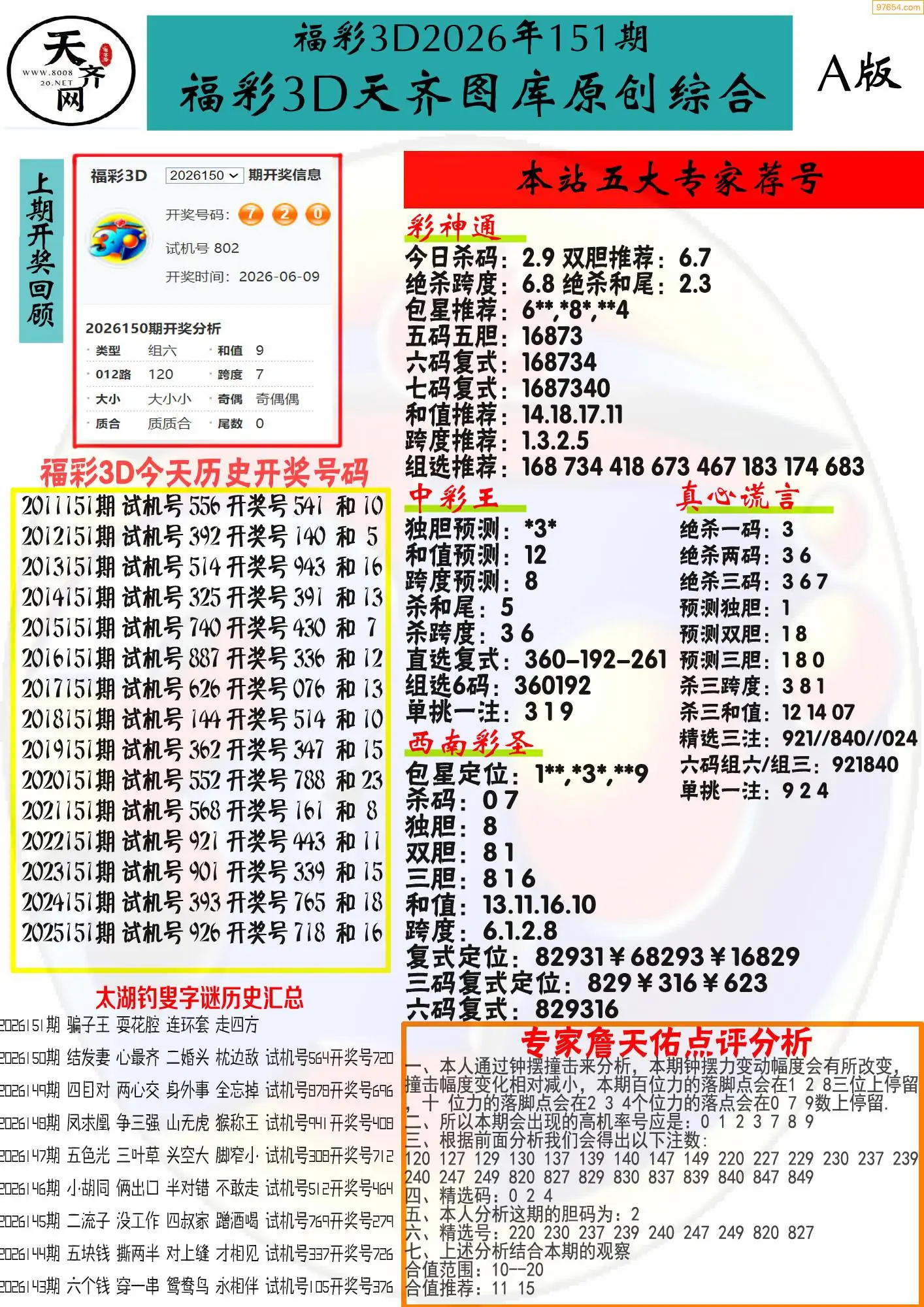 天齐原创彩报A